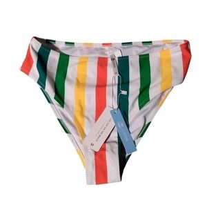 CUPSHIE Women Striped High Waisted Bikini Bottom Swimsuit Size M NWT (27" Waist)